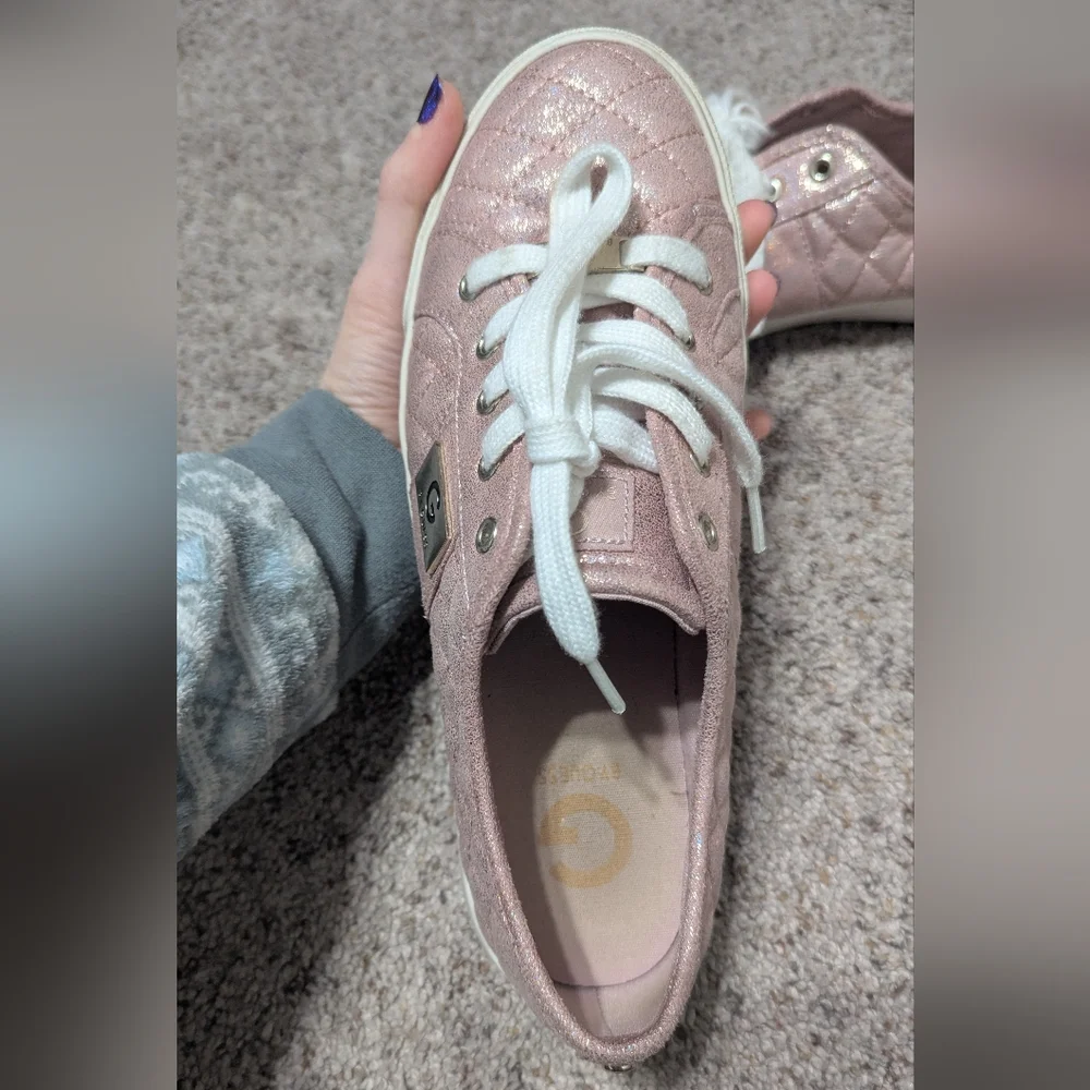G by Guess Shimmering Pink Quilted Sneakers